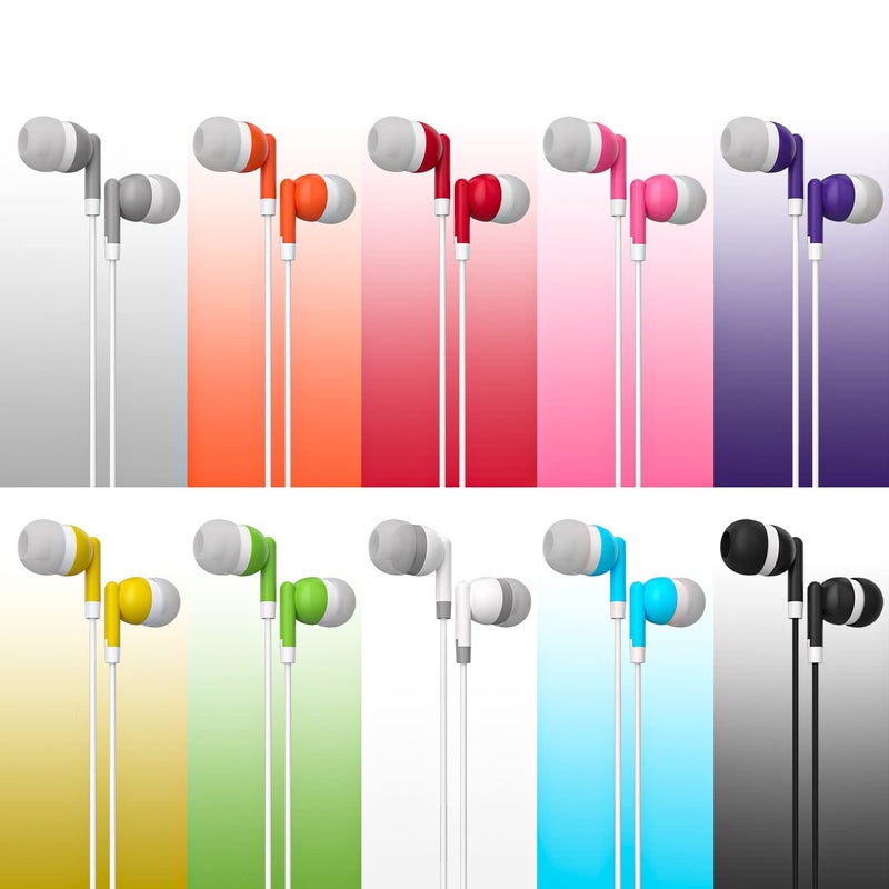 Maeline Bulk Earbuds with 3.5 mm Headphone Plug - 20 Pack Wholesale Bundle - Multi Color - Image 2